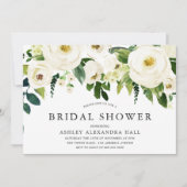 Invitation Elégante Fête des mariées de Roses Blanches (Devant)