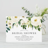 Invitation Elégante Fête des mariées de Roses Blanches (Debout devant)