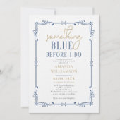 Invitation Élégante Fête des mariées de script bleu (Devant)