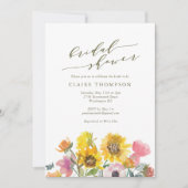 Invitation Elégante Fête des mariées de script d'aquarelle de (Devant)