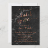 Invitation Élégante Fête des mariées de script en cuivre marb (Devant)