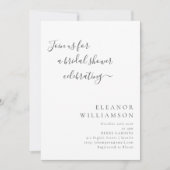 Invitation Élégante Fête des mariées de script noir blanc min (Devant)