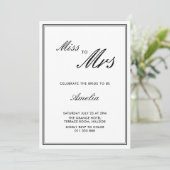 Invitation Élégante Fête des mariées de script noir et blanc (Debout devant)