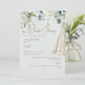 Invitation Elégante Fête des mariées de taille de robe blanch (Debout devant)