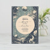 Invitation Elégante Fête des mariées de Tarot Bleu Argent (Debout devant)