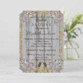 Invitation Élégante Fête des mariées de texture bois chic (Debout devant)