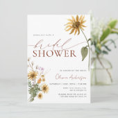 Invitation Elégante Fête des mariées de tournesol aquarelle (Debout devant)