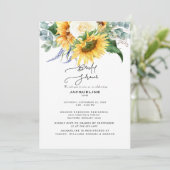 Invitation Elégante Fête des mariées de tournesol automne Euc (Debout devant)