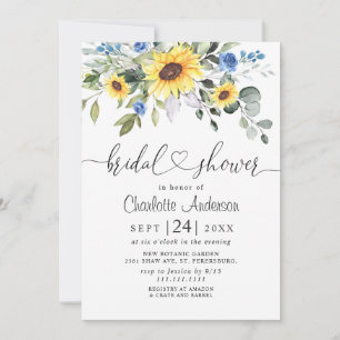 Invitation Elégante FÊTE DES MARIÉES de tournesol Eucalyptus