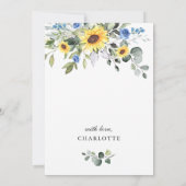 Invitation Elégante FÊTE DES MARIÉES de tournesol Eucalyptus (Dos)