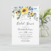 Invitation Elégante FÊTE DES MARIÉES de tournesol Eucalyptus (Debout devant)