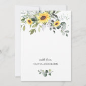 Invitation Elégante Fête des mariées de tournesol Eucalyptus (Dos)