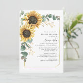 Invitation Elégante Fête des mariées de tournesol floral Euca (Debout devant)