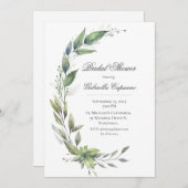 Invitation Elégante Fête des mariées de verdure Feuille rusti (Devant / Derrière)