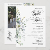 Invitation Elégante Fête des mariées de verdure QR Code Photo (Devant / Derrière)