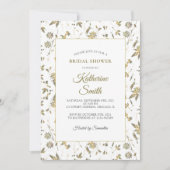 Invitation Elégante Fête des mariées de vin aux fleurs d'or (Devant)