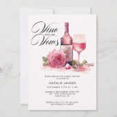 Invitation Elégante Fête des mariées de vin d'aquarelle moder (Devant)