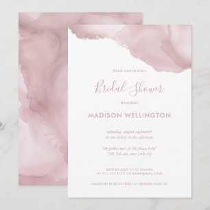 Invitation Elégante Fête des mariées d'encre couleur rose pâl