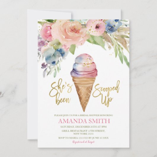 Invitation Elégante Fête des mariées d'été à la crème glacée (Devant)