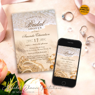 Invitation Elégante Fête des mariées d'été Ocean Beach