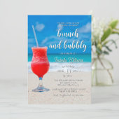 Invitation Elégante Fête des mariées d'été Ocean Beach (Debout devant)