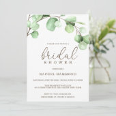 Invitation Élégante Fête des mariées d'Eucalyptus (Debout devant)