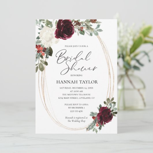 Invitation Élégante Fête des mariées d'hiver de Noël (Debout devant)