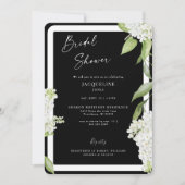 Invitation Elégante Fête des mariées d'hydrangée blanche noir (Devant)