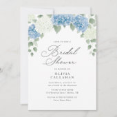Invitation Elégante Fête des mariées d'Hydrangée Florale Bleu (Devant)