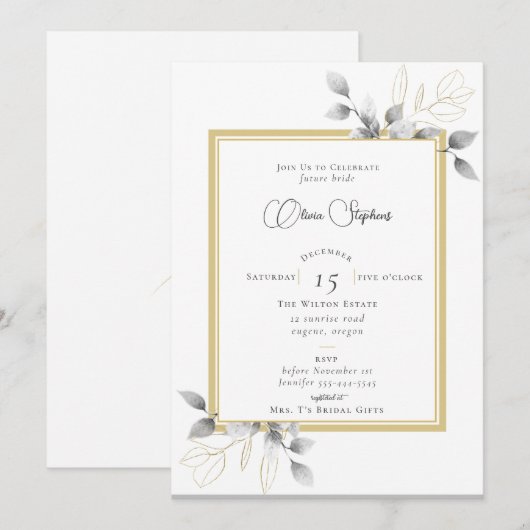 Invitation Élégante Fête des mariées d'or Eucalyptus Calligra (Devant / Derrière)