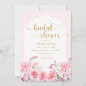 Invitation Elégante Fête des mariées d'or rose floral (Devant)