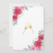 Invitation Élégante Fête des mariées d'or rose rose rouge (Dos)
