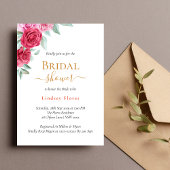 Invitation Élégante Fête des mariées d'or rose rose rouge