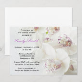 Invitation Elégante Fête des mariées d'orchidées blanches et  (Devant / Derrière)