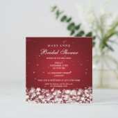 Invitation Elégante Fête des mariées Éblouissante Étoiles Rou (Debout devant)