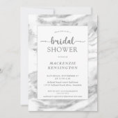 Invitation Elégante Fête des mariées en marbre argenté (Devant)