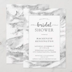Invitation Elégante Fête des mariées en marbre argenté
