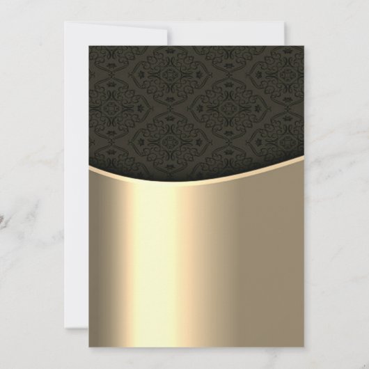 Invitation Elégante Fête des mariées en or noir Damask (Dos)