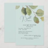 Invitation Élégante Fête des mariées Eucalyptus de la lumière (Devant / Derrière)