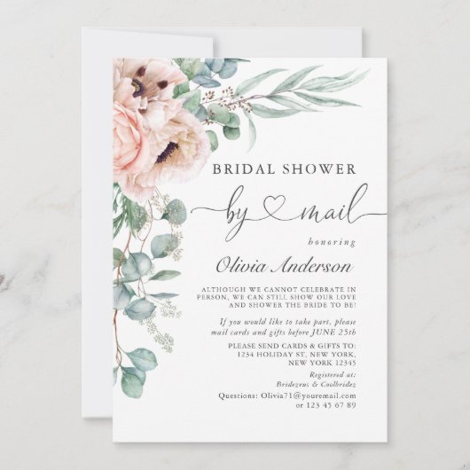 Invitation Elégante Fête des mariées Eucalyptus Du Pavot Par  (Devant)