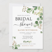 Invitation Elégante Fête des mariées Eucalyptus verdoyante (Devant)