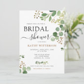 Invitation Elégante Fête des mariées Eucalyptus verdoyante (Debout devant)