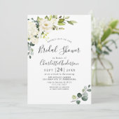 Invitation Elégante Fête des mariées Eucalyptus White Roses (Debout devant)