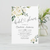 Invitation Elégante Fête des mariées Eucalyptus White Roses (Debout devant)