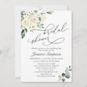 Invitation Elégante Fête des mariées Eucalyptus White Roses (Devant)