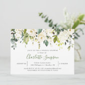 Invitation Elégante Fête des mariées Eucalyptus White Roses (Debout devant)