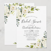 Invitation Elégante Fête des mariées Eucalyptus White Roses (Devant / Derrière)