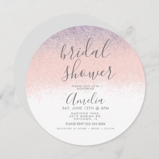 Invitation Elégante Fête des mariées Faux Ombré Parties scint (Devant / Derrière)