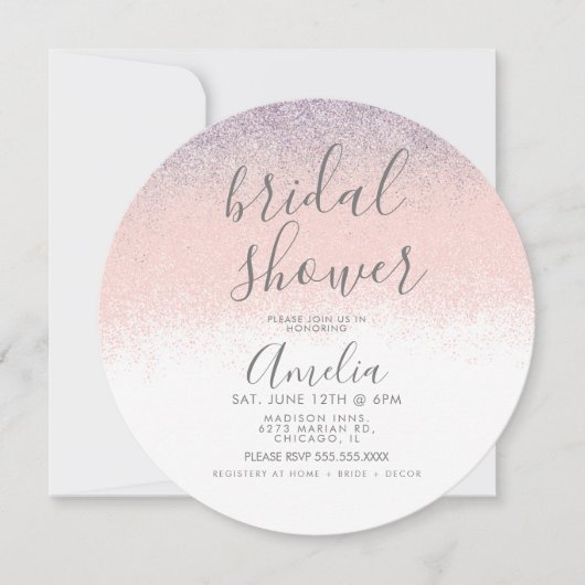 Invitation Elégante Fête des mariées Faux Ombré Parties scint (Devant)