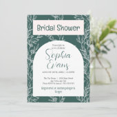 Invitation Elégante Fête des mariées Feuille verte et blanche (Debout devant)